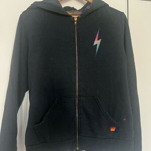 Kids Black Hoodie with Lightning Bolt